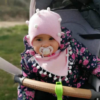 Naujagimio fotografijos rekvizitai Vaikų pompom baby Girl Beanies Žiemos Gryna Spalva, Išlaikyti Šiltas Ir Megzti Vilnos Skrybėlę pūkų kamuoliuką Bžūp