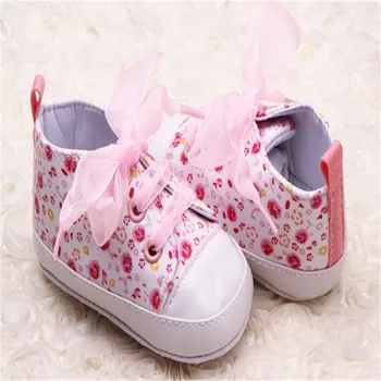 Naujagimio Gėlių Minkštas Vienintelis Lovelę Bateliai Kūdikiams Mergina Bamblys Sneaker Anti-Slip