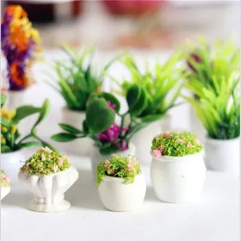 Naujas 12PCS Lėlės Namas Miniatiūriniai Gėlių Fėja Sodo Ornamentu Mini Vazoninių Augalų, Gėlių Puodą Bonsai Modelį, Vaikai, Žaisti Žaislas