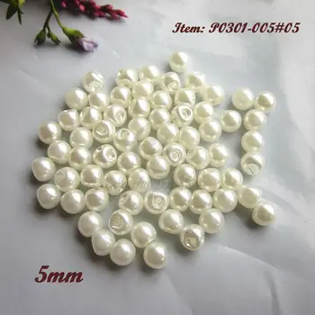 Naujas 144pcs 5mm perlai mygtukai trumpiausia skylę plastikinių perlų mygtukai drabužių perlų karoliukus, dekoratyviniai aksesuarai