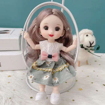 Naujas 16cm Bjd Doll 13 Bendrų Cute Lėlės 3D Ruda Akių uzpost Mados Baby Drabužiai, Batai Vaikams 