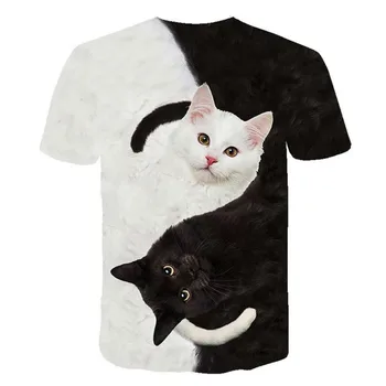 Naujas 2020 Cool mados marškinėliai vyrams ir moterims, dvi kates spausdinti 3d marškinėliai vasaros trumpomis rankovėmis t shirts vyrų t shirts XXS-6XL