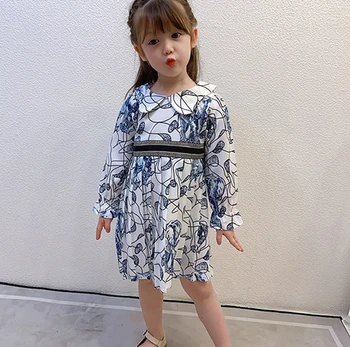 Naujas 2021 m. Vasarą aukštos kokybės mada vaikams mergina drabužių medvilnės trumpomis rankovėmis stilių, raidę gėlių baby girl suknelės 1-8 metų