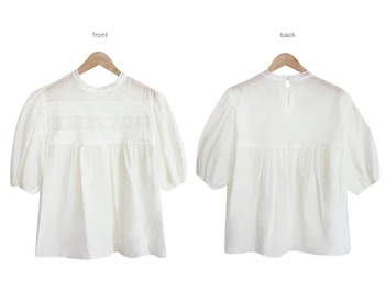 Naujas 2021 m. Vasarą Moterims Palaidinės ir Madingi Marškiniai Saldus Skaidrus Negabaritinių Elegantiškas Laukinių korėjos Lady Vintage Baltas Viršūnes BL3392