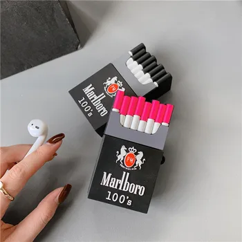 Naujas 3D Mielas Cigarečių Dėžutės Dizaino Ausinės Atvejais su Kablio Airpods 1/2 Juokinga Kūrybos Silikoniniai Dangteliai Airpods Korpusai