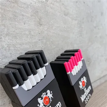 Naujas 3D Mielas Cigarečių Dėžutės Dizaino Ausinės Atvejais su Kablio Airpods 1/2 Juokinga Kūrybos Silikoniniai Dangteliai Airpods Korpusai