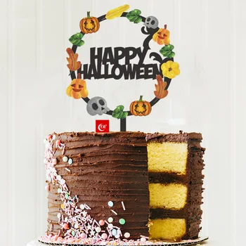 Naujas Akrilo Helovinas Cake Toppers Baisu Moliūgų Kaukolė Happy Halloween Kepimo Papločiai, Papuošti Halloween Party Tortas Toppers