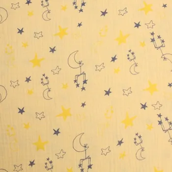Naujas aukštos kokybės medvilnės animacinių filmų žvaigždė mėnulio dvigubos marlės kartus verpalai dažyti spausdinta medžiaga kūdikių pižama seilių rankšluosčių audiniai