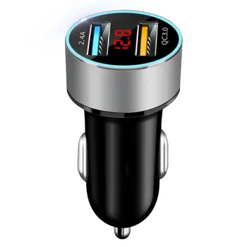 Naujas Auto Reikmenys Dual USB Skaitmeninis Displėjus, Automobilinis Įkroviklis Nešiojamų Automobilio Cigarečių Degiklio Su LED Ekranas, Automobilinis Įkroviklis