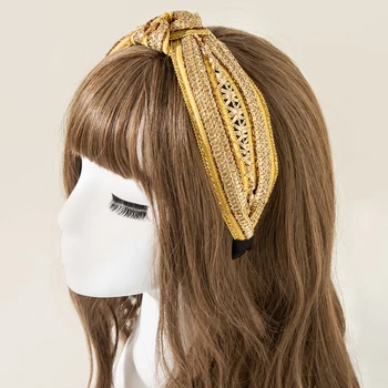 Naujas Etninės Pynimo Hairband Moterų Aukso vielos Pynimo Rišti Lankelis Wided Galvos Bezel Moterų Mada, Retro Plaukų Lankelis Plaukams Accessories