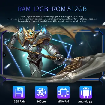 Naujas Galxy S30 Ultra 7.7 Colių 5G Mobilephone HD, Didelis Ekranas Octa Core 12 512 GB Face ID Atrakinti Andorid 10 išmaniųjų telefonų Pasaulinė Versija