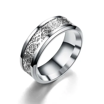 Naujas klasikinis ir labai populiarus bižuterijos titano plieno drakonas žiedas