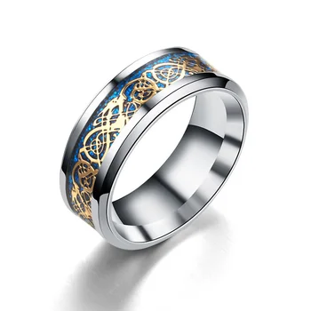 Naujas klasikinis ir labai populiarus bižuterijos titano plieno drakonas žiedas