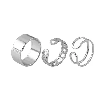 Naujas korėjos Mados Paprastos Konstrukcijos Senovinių Sidabro Spalvos Bendrą Žiedai Rinkiniai Moterims, Papuošalai Versija Bendras Žiedai