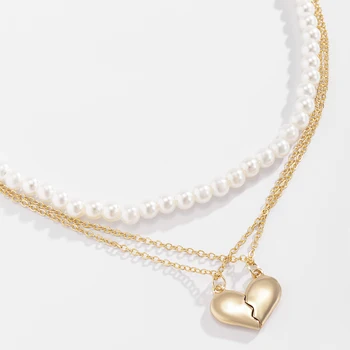 Naujas Korėjos Turas Imituoti Perlus Grandinės Karoliai Moterų Širdies Pakabukas Karoliai Puikūs Collares Estetinės Indie Jewelry2021