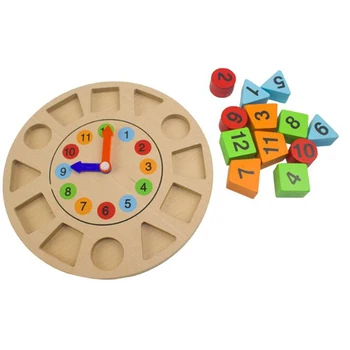 Naujas Medinis trimatis Laikrodis Įspūdį Žaislas Vaikams, Anksti Švietimo Žaislas Ikimokyklinio Skaitmeninis Geometrinės Formos Pažinimo Žaislas