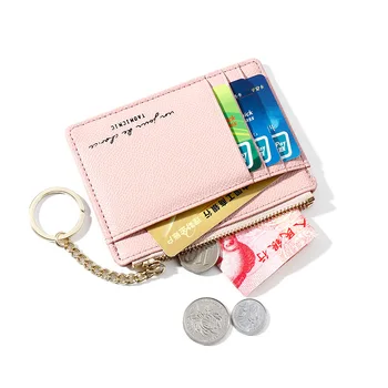 Naujas Moterų Piniginės Užtrauktukas PU Odos Monetos Rankinėje Mini Key Chain Mažos Piniginės Multi-card Bitų Kortelės Turėtojas Kortelės Turėtojas