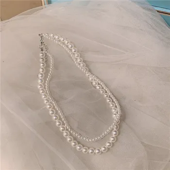 Naujas Multi-layer Perlų Vėrinį Moterų Romantiškos Meilės Akrilo Karoliukai Choker Elegantiškas Grandinės Karoliai Bridesmaid, Vestuvių Papuošalai