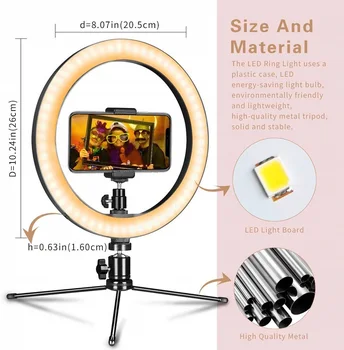 Naujas Pritemdomi LED Selfie Žiedas Šviesos Turėtojo Trikojo USB Šviesos Žiedas Lempos Didelis Fotografijos šviesos Žiedas su Stovu už Mobilųjį Telefoną Studija