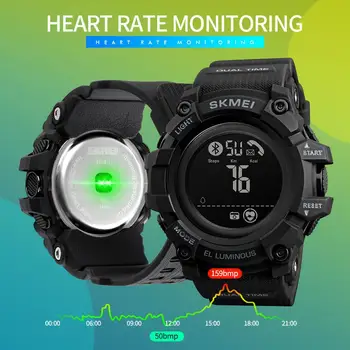 Naujas SKMEI Skaitmeninio Sporto Mens Watch Laikrodžius Vyrams, Vandeniui Kalorijų Širdies ritmo Monitorius LED Laikrodis Vyrams Žiūrėti Valandų Reloj Hombre