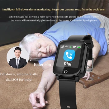 Naujas Smart Watch Telefono Vyresnysis SOS GPS Tracker Širdies ritmo Aptikimo Žiūrėti Vyrų Vandeniui Patenka Signalas Smartwatch 600mah pk D100 žiūrėti