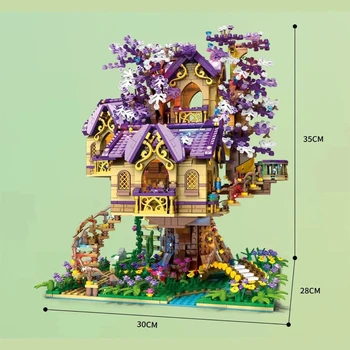 Naujas SS 86011 Violetinė Fėja Medžio Namas 3D Modelį 2242PCS Modulinė Statyba Blokai, Plytos Švietimo Žaislas Vaikams, Gimtadienio Dovana