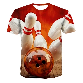 Naujas stilingas vasaros laisvalaikio 3D atspausdintas vyriški T-shirt boulingo modelis trumpomis rankovėmis marškiniai porų sportiniai marškinėliai beisbolo unifo