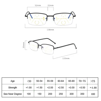 Naujas Unisex Progressive Multifocal Skaitymo Akiniai Iš Titano Rėmu Metalo Presbyopia Bifocal Akiniai Stabdžių Mėlyna Šviesa Akiniai