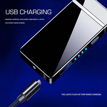Naujas Update Dvigubo Kampo USB Elektros Lengvesni LED Baterija, Ekranas, Smart Touch Cigarečių Degiklio Vėjo Įkrovimo Lengvesni Vyrų Dovana