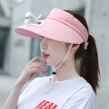 Naujas USB Įkrovimo Spalvinimas Kietas Ventiliatorius Skrybėlę Moterų apsaugos nuo Saulės Beisbolo kepuraitę Gryna Spalva Kvėpuojantis Kaukė Bžūp Alpinizmo Saulės Apsiaustu, Dangtelis