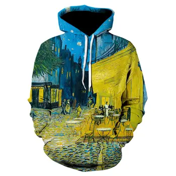 Naujas Van Gogh Aliejaus Tapybai žvaigždėtu dangumi 3D Spausdinimo Hoodie Moterų/Vyrų Mados Hip-hop, Pop Palaidinukė 2021 Mens Hoodies