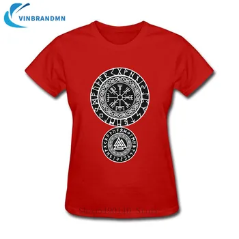 Naujas Vegvisir Retro Marškinėliai Viking Simboliai Apsaugos Moterų Cool T-Shirt 