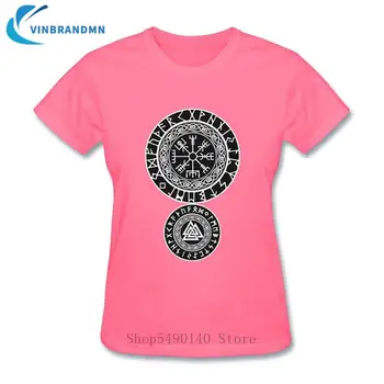 Naujas Vegvisir Retro Marškinėliai Viking Simboliai Apsaugos Moterų Cool T-Shirt 