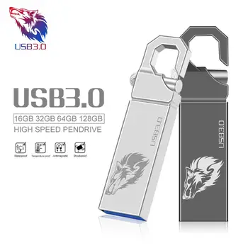 Naujausia vandeniui USB flash diskas 128GB metalo Pendrive didelės spartos USB memory stick 32GB 64GB pen kietąjį diską faktinis pajėgumas