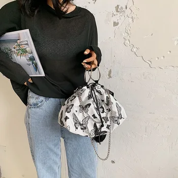 Naujausias rankinės moterims 2020 dizaineris drugelis spausdinti Kibirą Krepšiai Mados Ponios balta tote maišą, grandinės Crossbody krepšys