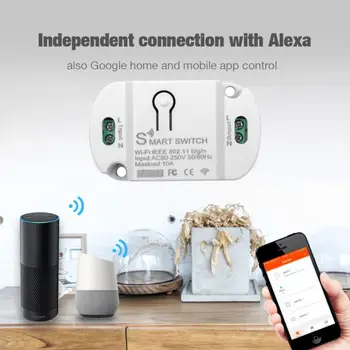 Naujausias Tuya APP 10A Wifi Smart Switch Laikmatis Belaidžio Jungikliai Protingo Namo Automatizavimo Suderinama su Alexa 