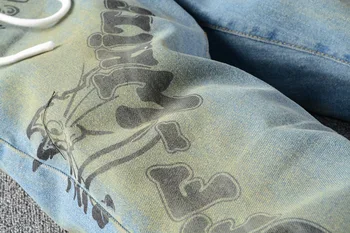 Nauji Didelio Dydžio 28-40 Mados Streetwear Vyrų street prekės senojo derliaus grafiti spausdinti slim-fit džinsai Vyrai džinsinio audinio kelnės kelnės