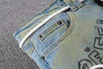 Nauji Didelio Dydžio 28-40 Mados Streetwear Vyrų street prekės senojo derliaus grafiti spausdinti slim-fit džinsai Vyrai džinsinio audinio kelnės kelnės