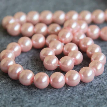 Nauji Karoliai&Apyrankė 10mm Pink Shell Perlų Karoliukus, SeaShell 