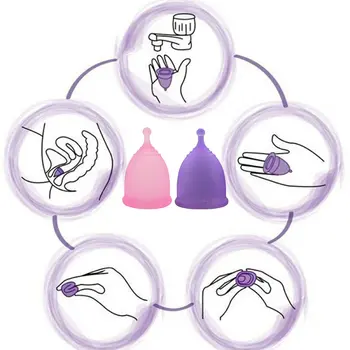 Nauji Karšto 1 Vnt Higienos Daugkartinio Naudojimo Puodelio 2 Dydžių Atsitiktinių Spalvų Menstruacinis Puodelis Medicinos Lygio Minkšto Silikono Lady Laikotarpis