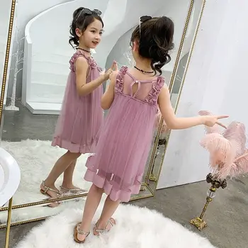 Naujos Merginos Princesė Suknelė 2021 Merginų Vasaros Mada Ju Siūlų Suspender Suknelė Indie Vaikas Drabužiai Nuo 2 Iki 12 Metų Vientisos Spalvos Suknelės