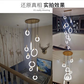 Naujos, modernios LED lubų liustra kambarį mediniai miegamojo apšvietimas akrilo žiedas lempos, laiptų apdaila liustra restaur