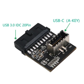 NAUJOS USB 3.0 (3.1 Gen 2) IDC 20 Pin Plokštė-A-Raktas 20 Pin Moterų Antraštė Aktyvus Konverteris C Tipo Panel Mount Adapteris