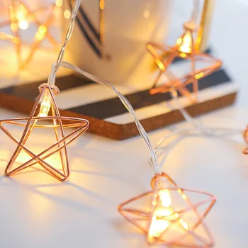Naujovė LED Pasakų Žibintai Metalo Žvaigždės Styginių Šviesos Baterija Kalėdų Girliandą Šviesos Šalis, Vestuvių Dekoravimas