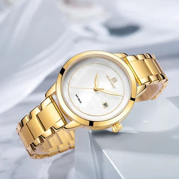 NAVIFORCE Moterų Laikrodžiai Prabangos Prekės 2019 Nerūdijančio Plieno Ponios Žiūrėti Mados Laikrodis atsparus Vandeniui Paprastas Stilius Reloj Mujer