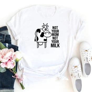 Ne Jūsų Mama Neturi Savo Pieno Moterų marškinėliai Medvilnės Asmeninį Balta Laisvi Marškinėliai Femme Juokinga Karvė Modelis Gotikos Moterys T Shirts