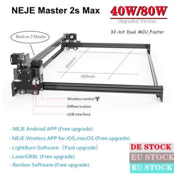 NEJE Meistras 2S Max 40W/80W Professional Laser Cutting machine 32-Bit Dual MCU Greičiau CNC Diodų Lazerio Pjovimo - App Kontrolės - 