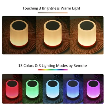 Neliesti Kontrolės Naktiniai Nakties Šviesos su Nuotolinio Blankesnė Naktį Lempos RGB Spalvų Stalo Lempa su USB, RGB Pakeisti Įkraunamas Nakties Žibintas