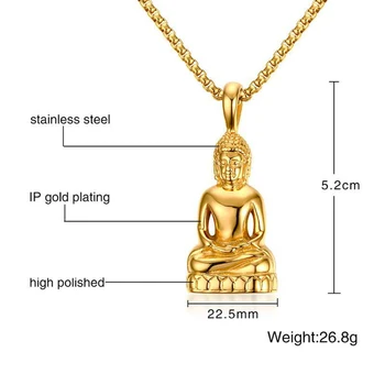 Nerūdijančio Plieno Aukso Budos Statula Pakabukas Karoliai Budizmas Papuošalai Dovana Moterims, Vyrams