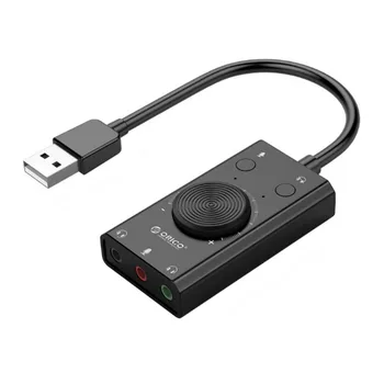 Nešiojamas USB Išorinių Garso Kortelių, 2 In 1 Ausinių Mikrofonas Su 3 Uostų Reguliuojamas Išėjimo Tūrio 